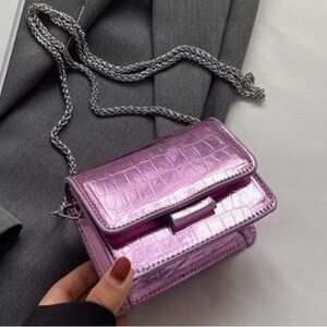 NEW Metallic Pink Micro Waist Belt Bum Bag/ Crossbody Chain Strap Fanny Pack